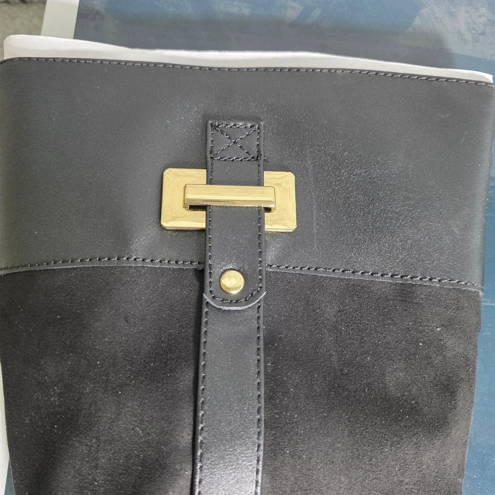 Karen Scott Womens Black Faux Leather Suede‎ Tall Riding Boots Size 6M